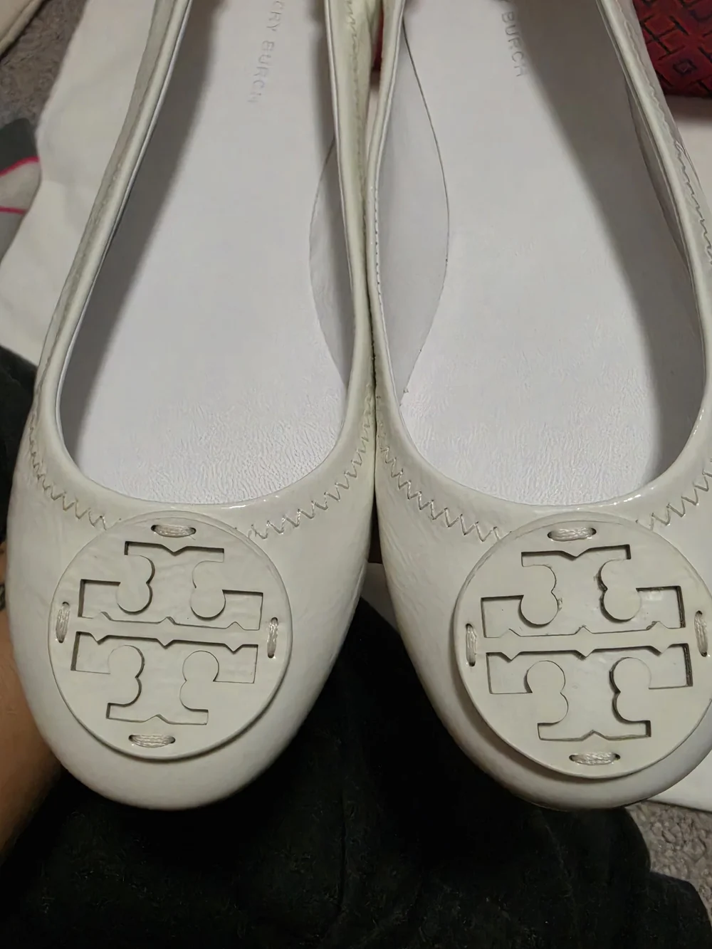 Tory Burch Minnie Travel Ballet Leather Logo, Soft Patent Leather